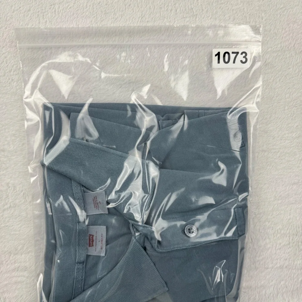 Levi's Polo Shirt Mens Large Blue-Grey Relaxed Fit Short Sleeve Embroidered Logo